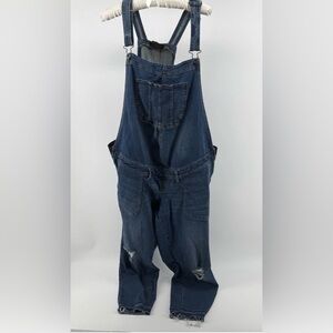 Indigo Blue Women’s Size 2X Cropped Overalls Bib Stretch Gore Panels Adj Straps